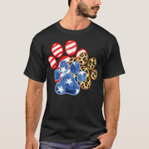 T-shirt Coeurs du drapeau américain léopard 4 juillet mât 