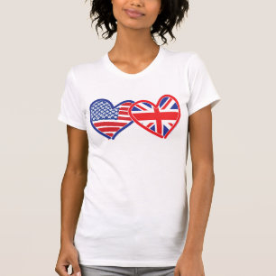 T-shirt Coeurs du drapeau américain/Union Jack