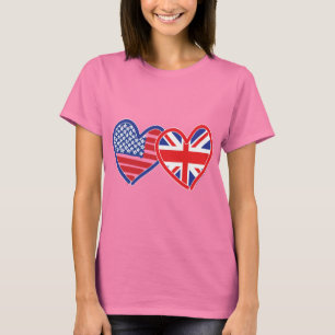 T-shirt Coeurs du drapeau américain/Union Jack