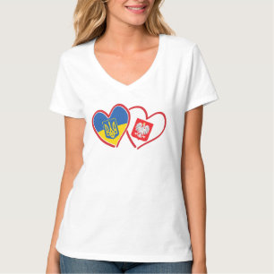 T-shirt Coeurs du drapeau ukrainien et polonais