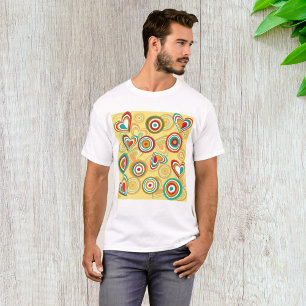 T-shirt Coeurs et cercles Boho rétro les années 70 Motif S