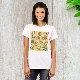 T-shirt Coeurs et cercles Boho rétro les années 70 Motif S