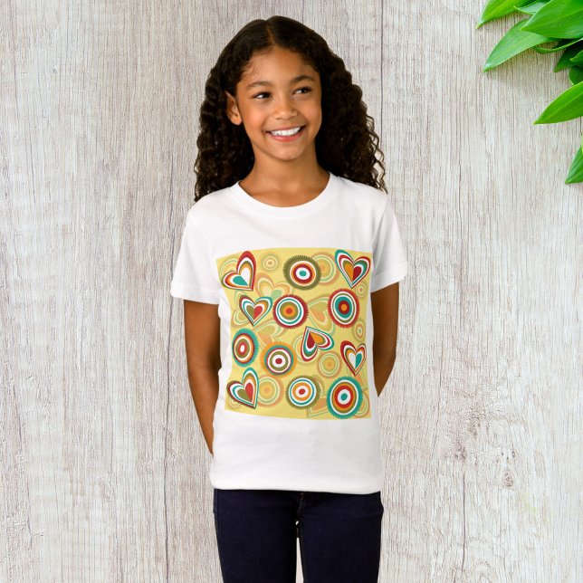 T-Shirt Coeurs et cercles Boho rétro les années 70 Motif S (Créateur téléchargé)