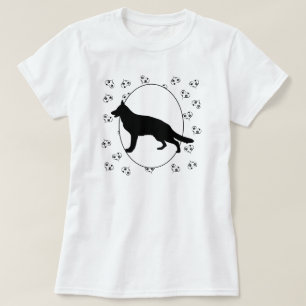 T-shirt Coeurs et empreintes de chiens bergers allemands