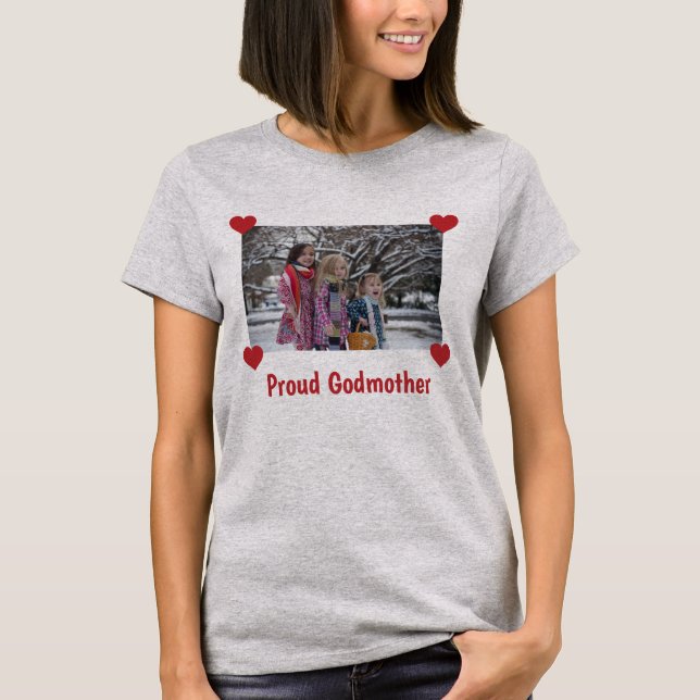 T-shirt Coeurs Fière Godmère Personnaliser Photo Faire de  (Devant)
