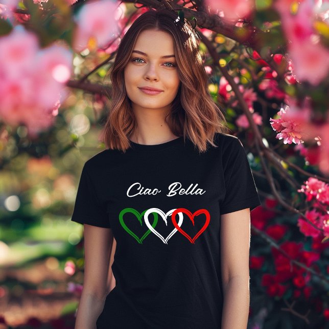 T-shirt Coeurs italiens | Ciao Bella | Votre texte (Créateur téléchargé)