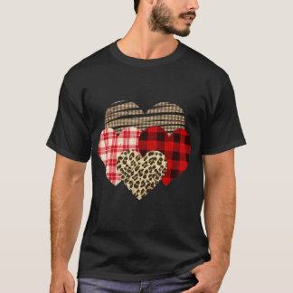 T-shirt Coeurs Leopard Plaid Buffalo Heart Love Valentine'