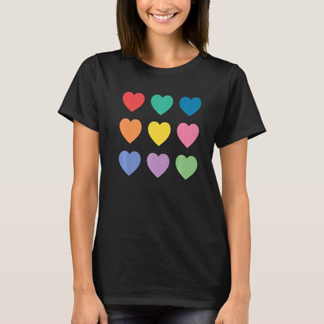 T-shirt Coeurs multicolores Premium (Devant)