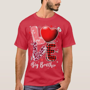T-shirt Coeurs Valentines Day Love Big Brother Leopard Buf