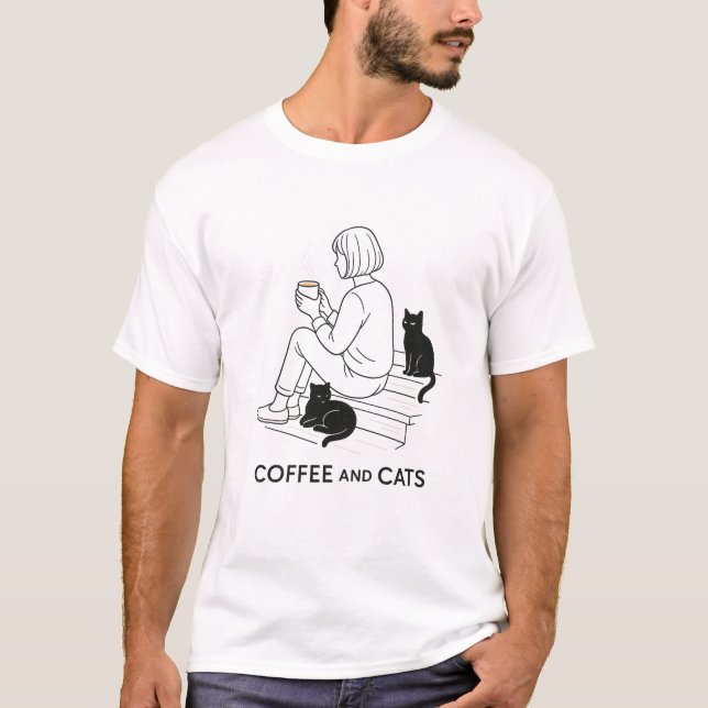 T-shirt Coffee and Cats (Devant)