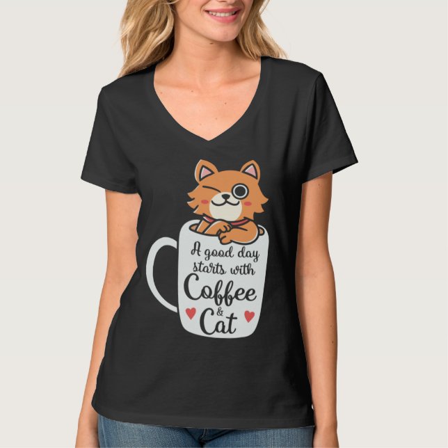 T-shirt Coffee and Cats   Cute Cat Owner Cat  Cat Mom (Devant)