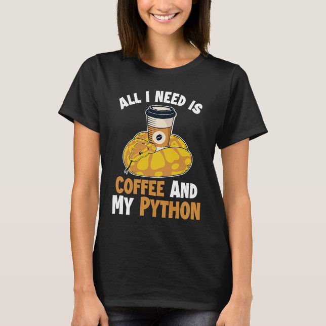 T-shirt Coffee and Python Snake  Pythonidae Banana Ball Py (Devant)