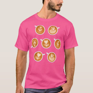 T-shirt Coffee Art Cups on teal