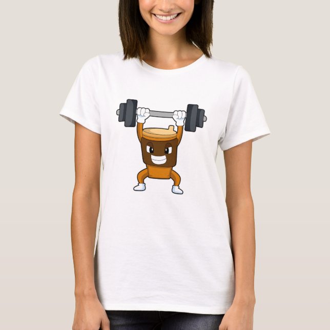 T-shirt Coffee at Strength entraînement avec Barbell (Devant)