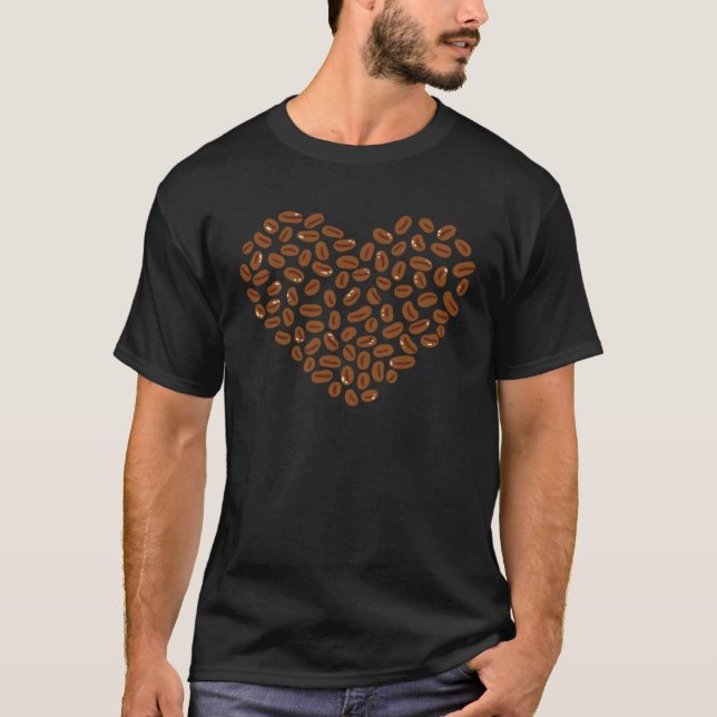 T-shirt Coffee Beans Heart Caffeine drink cup (Devant)