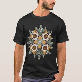 T-shirt Coffee & Botanical Mandala: Artistic Coffee Lover'