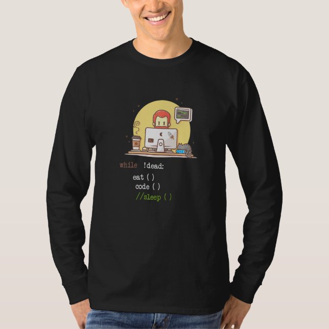 T-shirt Coffee Cat It Programme Code Programmeur Coder Com (Devant)