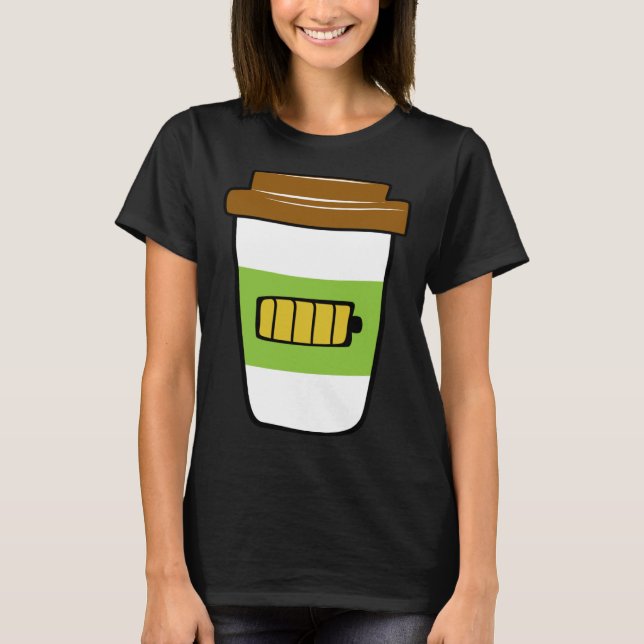 T-shirt Coffee Charging  Battery Graphic Plus Size (Devant)