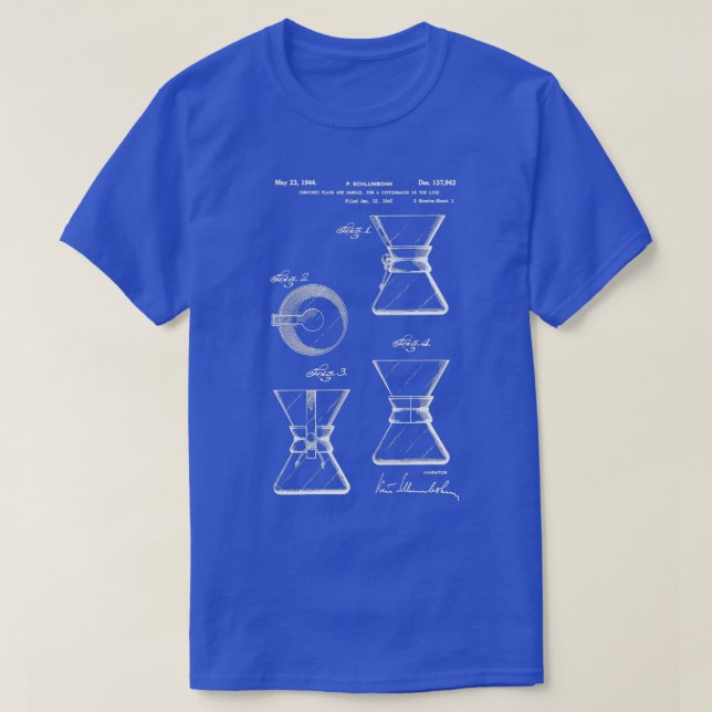 T-shirt Coffee Chemex brevet art café chimiex Patent Ill (Design devant)