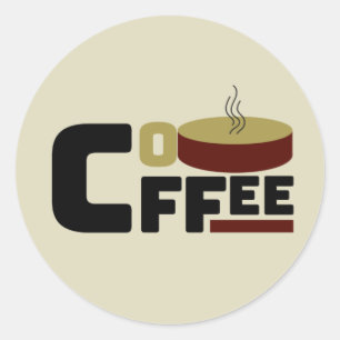 T - Shirt "Coffee Lover's Club" Runder Aufkleber