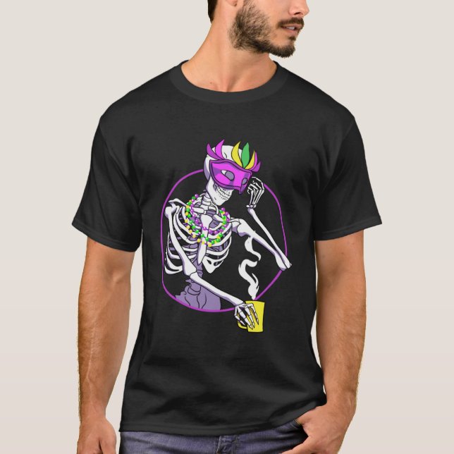 T-shirt Coffee  Skeleton Mardi Gras Celebration (Devant)