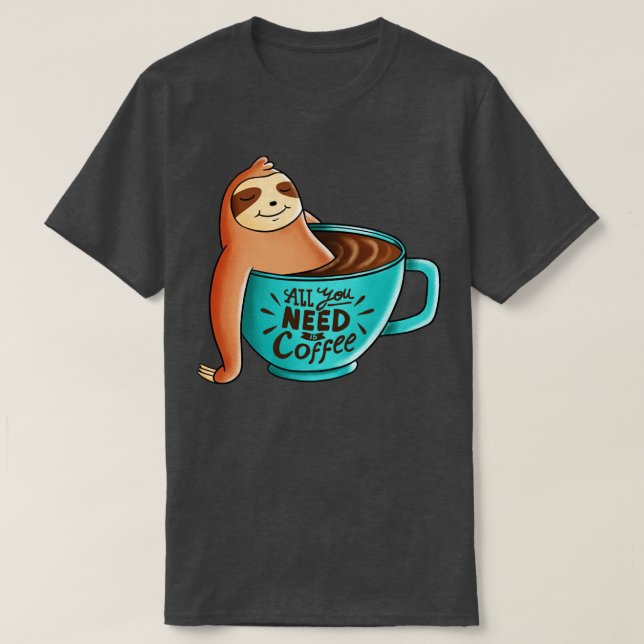 T-shirt Coffee Sloth (Design devant)