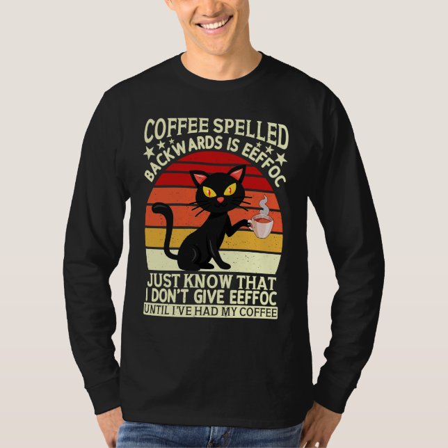 T-shirt Coffee spelled backwards is eeffoc drinker Barista (Devant)
