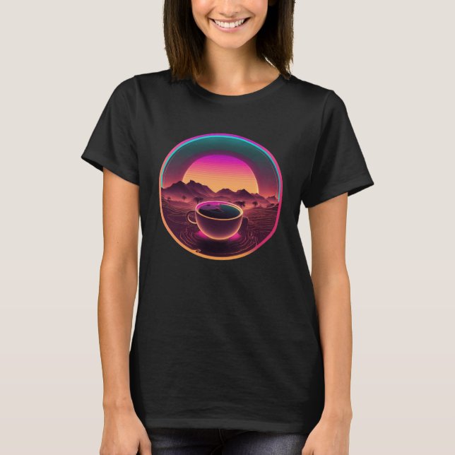 T-shirt Coffee Synthwave 80s Retrowave Aesthetic (Devant)