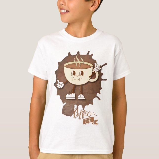 T-shirt **Coffee Time – Cute Smiling Cup Steam  (Devant)