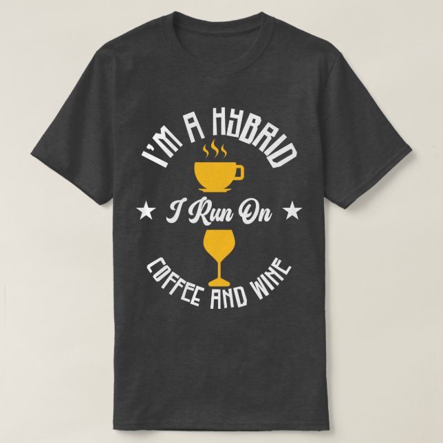 T-shirt Coffee Wine Hybride Alcool Addict Café (Design devant)