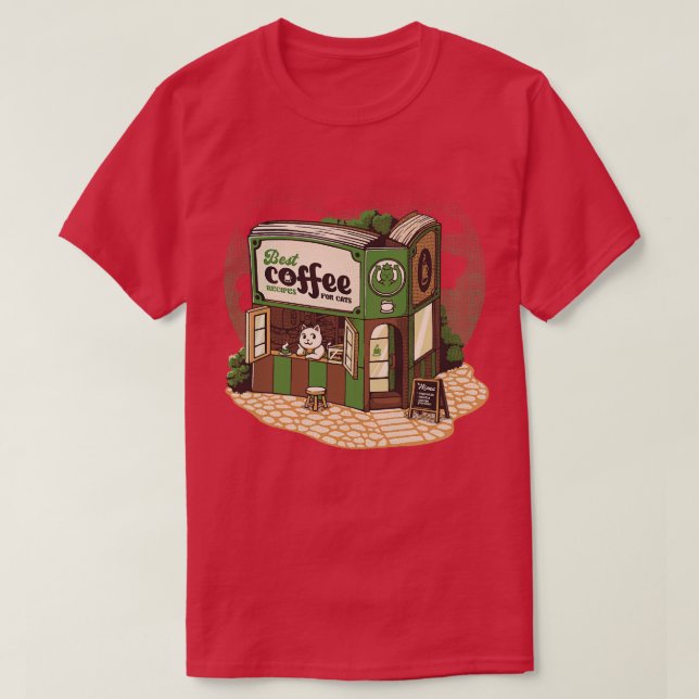 T-shirt Coffeeshop Cats Librairie par Tobe Fonseca (Design devant)