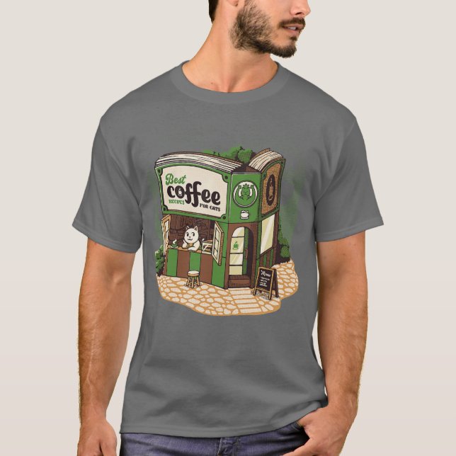 T-shirt Coffeeshop Cats Librairie par Tobe Fonseca (Devant)