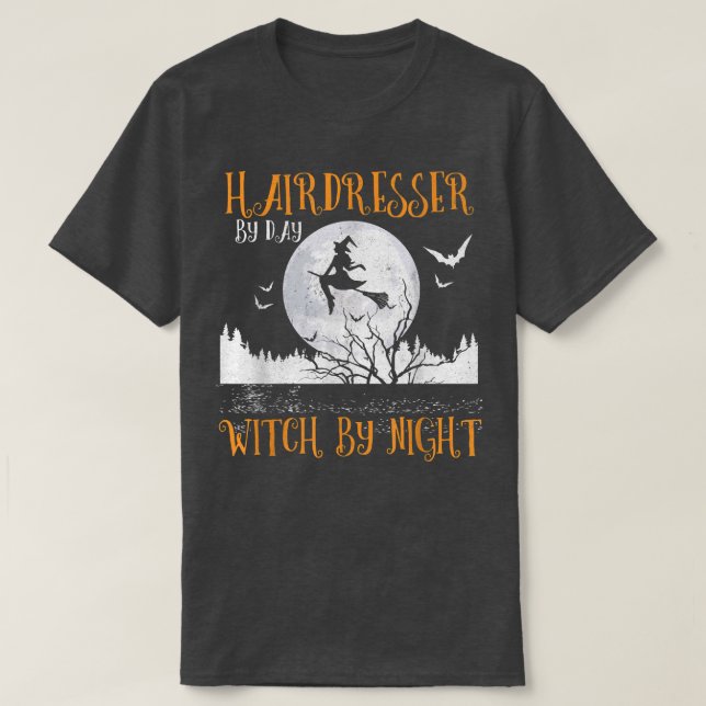T-shirt Coiffeuse De Jour Sorcière De Nuit Femmes Hallowee (Design devant)