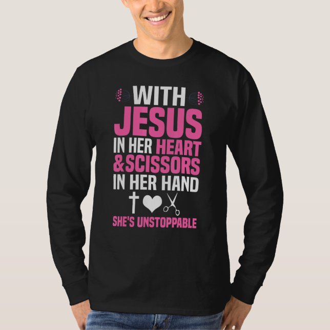 T-shirt Coiffeuse Designs Filles Femmes Christian Hairstyl (Devant)