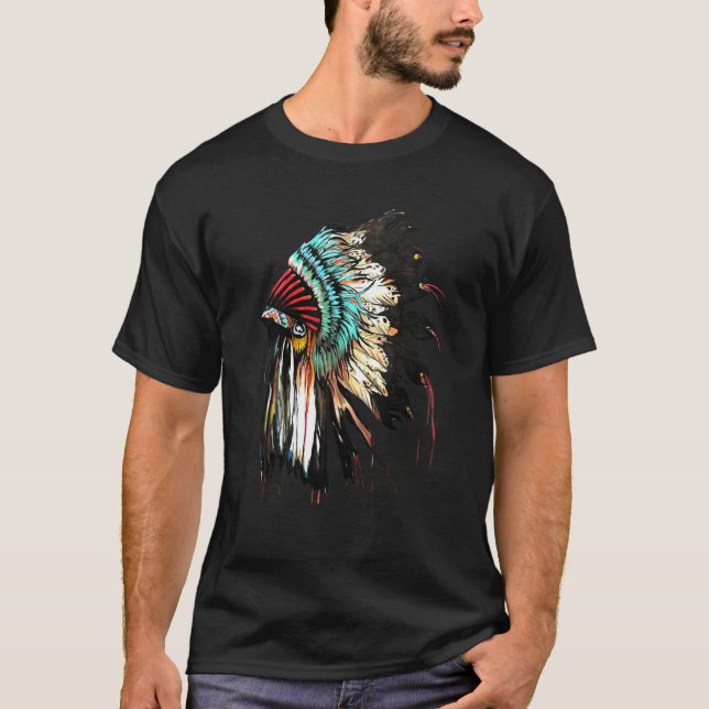 T-shirt Coiffure en plume Coiffure indienne amérindienne (Devant)