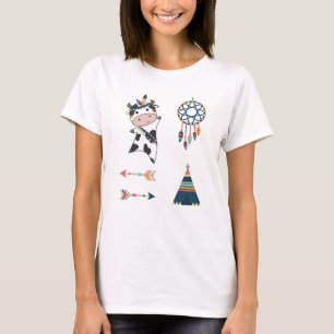 T-shirt Coiffure indienne en plume Tipi Flèches Sticker