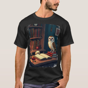 T-shirt Coin de lecture Dark Academia Hibou Lunettes Vinta