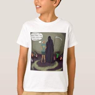 T-shirt Coincé Au Milieu De La Faucheuse Grave