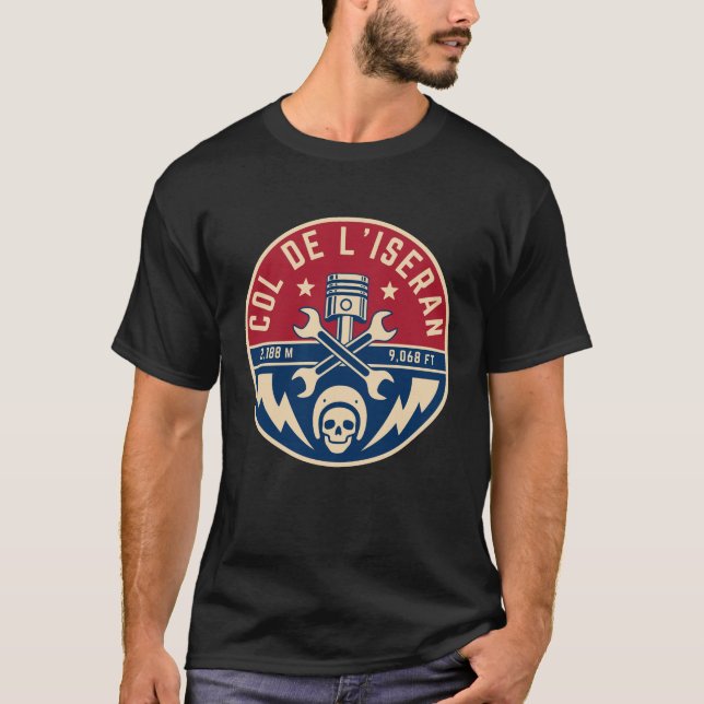 T-shirt Col de l’Iseran français Alpes motobike tour (Devant)