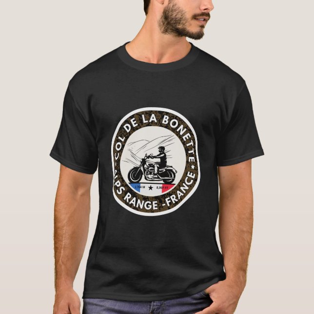 T-shirt Col de la Bonette français Alpes motobike tour (Devant)
