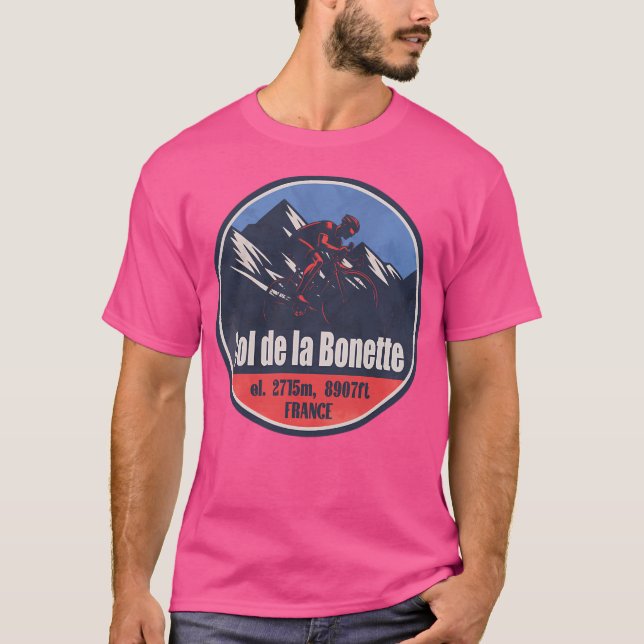 T-shirt Col De La Bonette France Vélo Design (Devant)