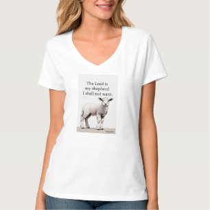T-shirt col en V pour femmes agneau chrétien Psaum