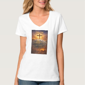 T-shirt col en V pour femmes avec verset biblique