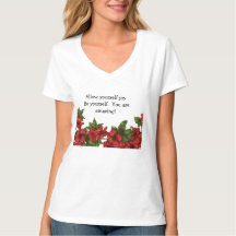 T-shirt col V avec motif hibiscus