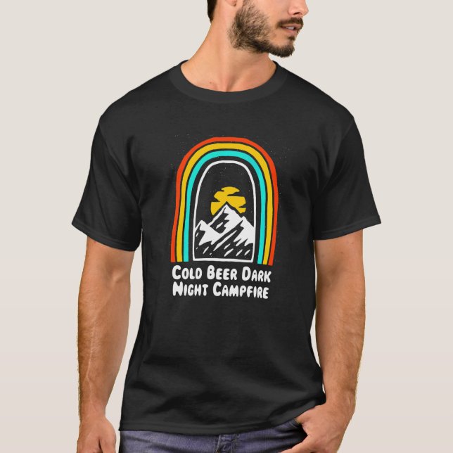 T-shirt Cold Beer Dark Night Camping Drinking Camper Alcoh (Devant)