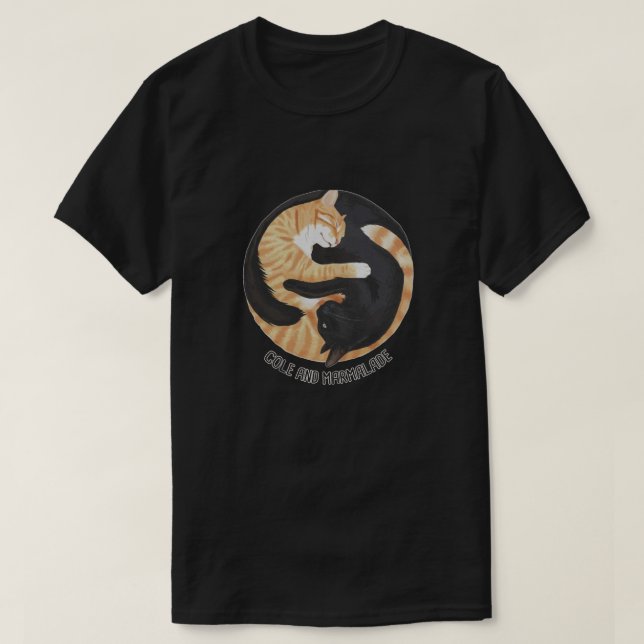 T-shirt Cole et Marmalade Chats yin yang Lover black Cadea (Design devant)