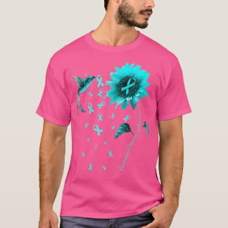 T-shirt Colibri de tournesol Ribbon Turquoise Cancer de l'