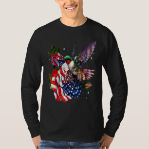 T-shirt Colibri Fier Et Rose Drapeau Américain 4ème De Ju