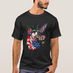 T-shirt Colibri Fier Et Rose Drapeau Américain 4ème De Ju