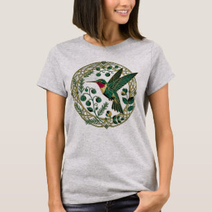 T-shirt Colibri Géométrique Broderie de Jardin de Cuisine